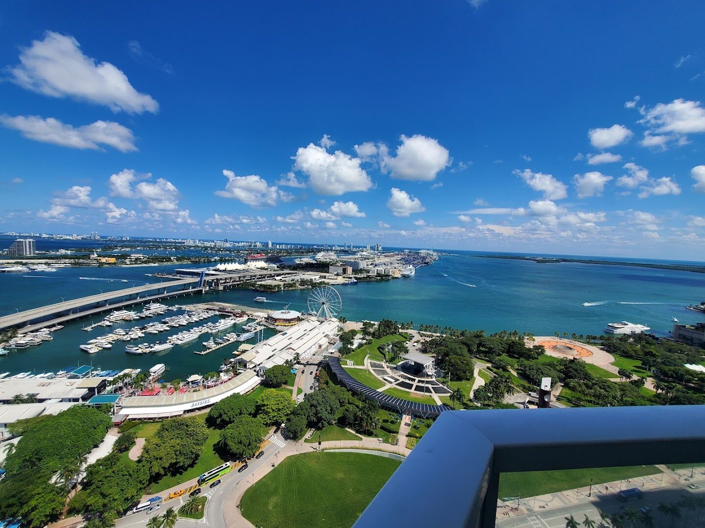 Aerial view of Biscayne Bay and the Brickell skyline